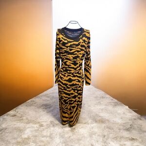 SHEIN Black and Orange Animal Patterned Sweater Dress Size S (Oversized)